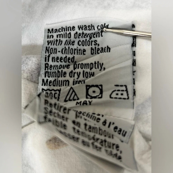 COLUMBIA Men’s White All Over Pattern Fish Print Short Sleeve Button Down Size L - Picture 10 of 12